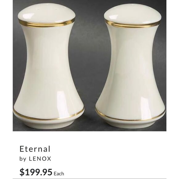 LENOX -  Eternal Collection Vintage (60s) Porcelain Salt & Pepper Shakers/3.75" - Picture 4 of 16